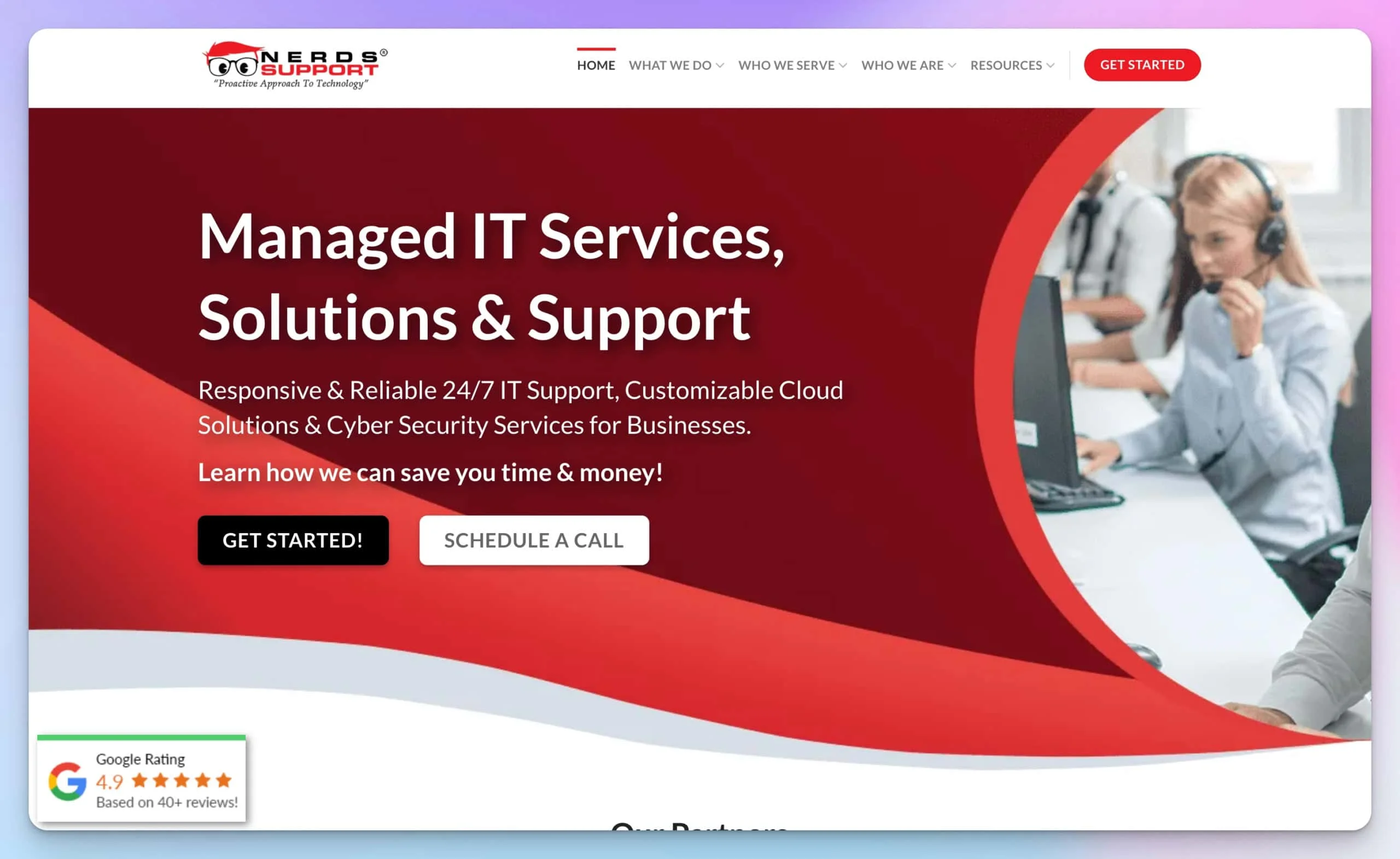 Nerds Support homepage