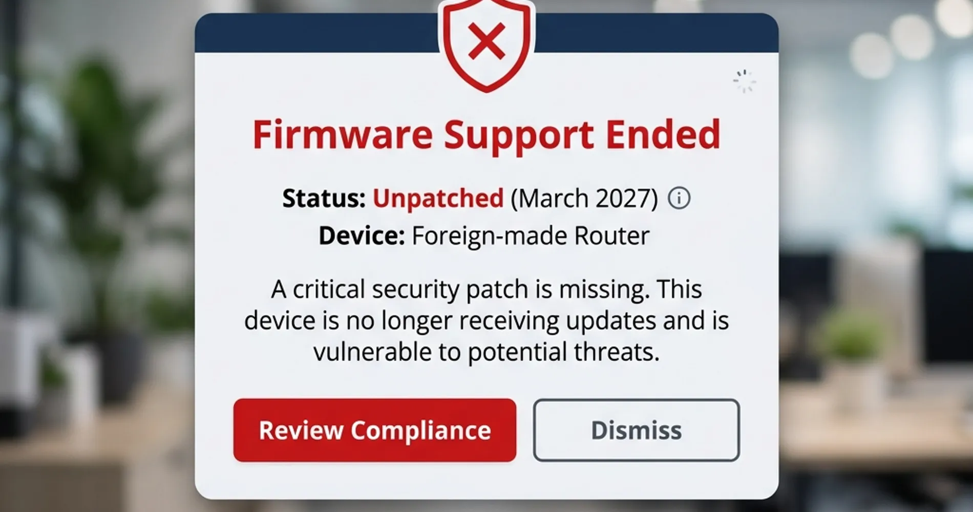 Firmware Support Ended Dashboard Warning