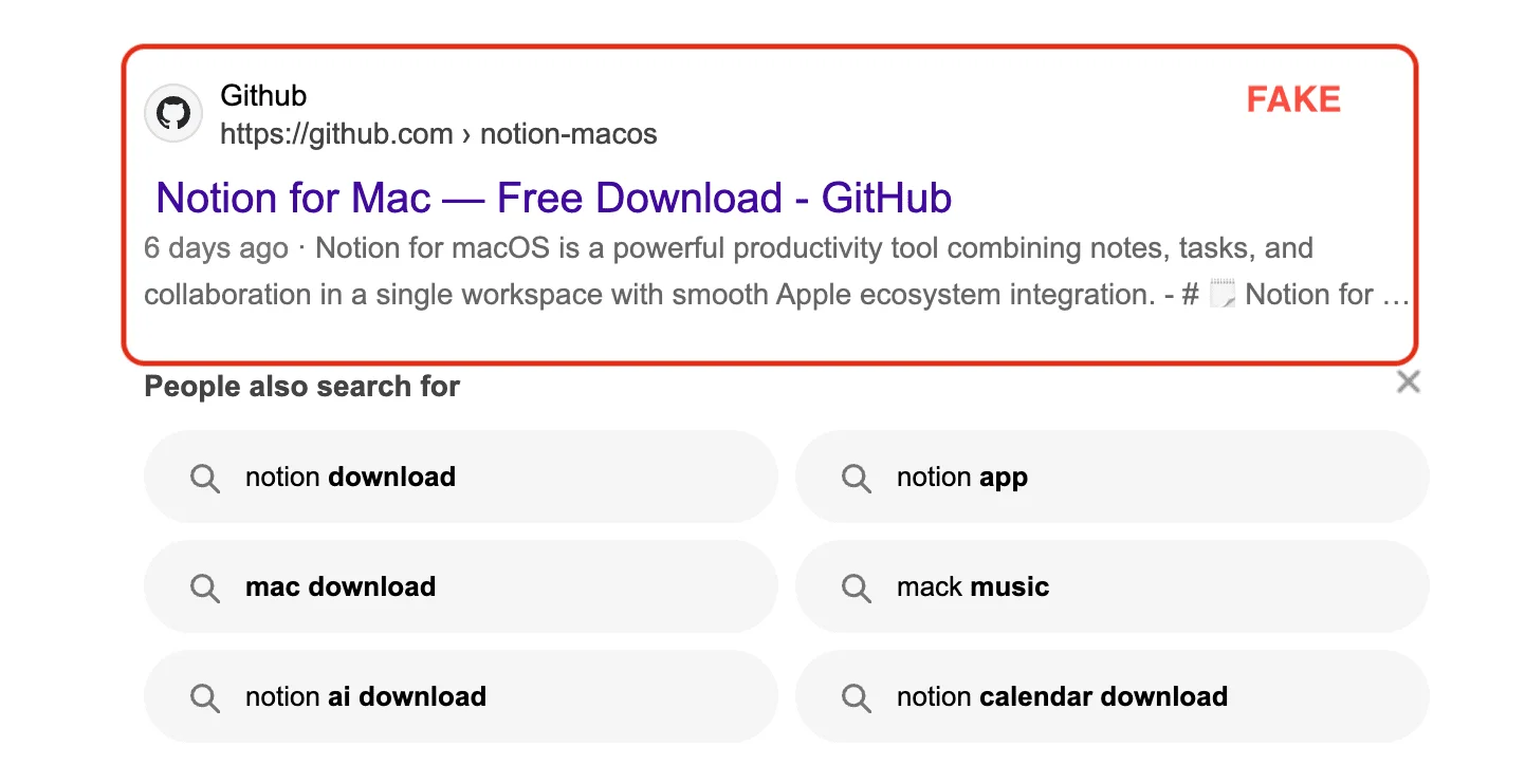 Fake software pages on GitHub appearing in search results