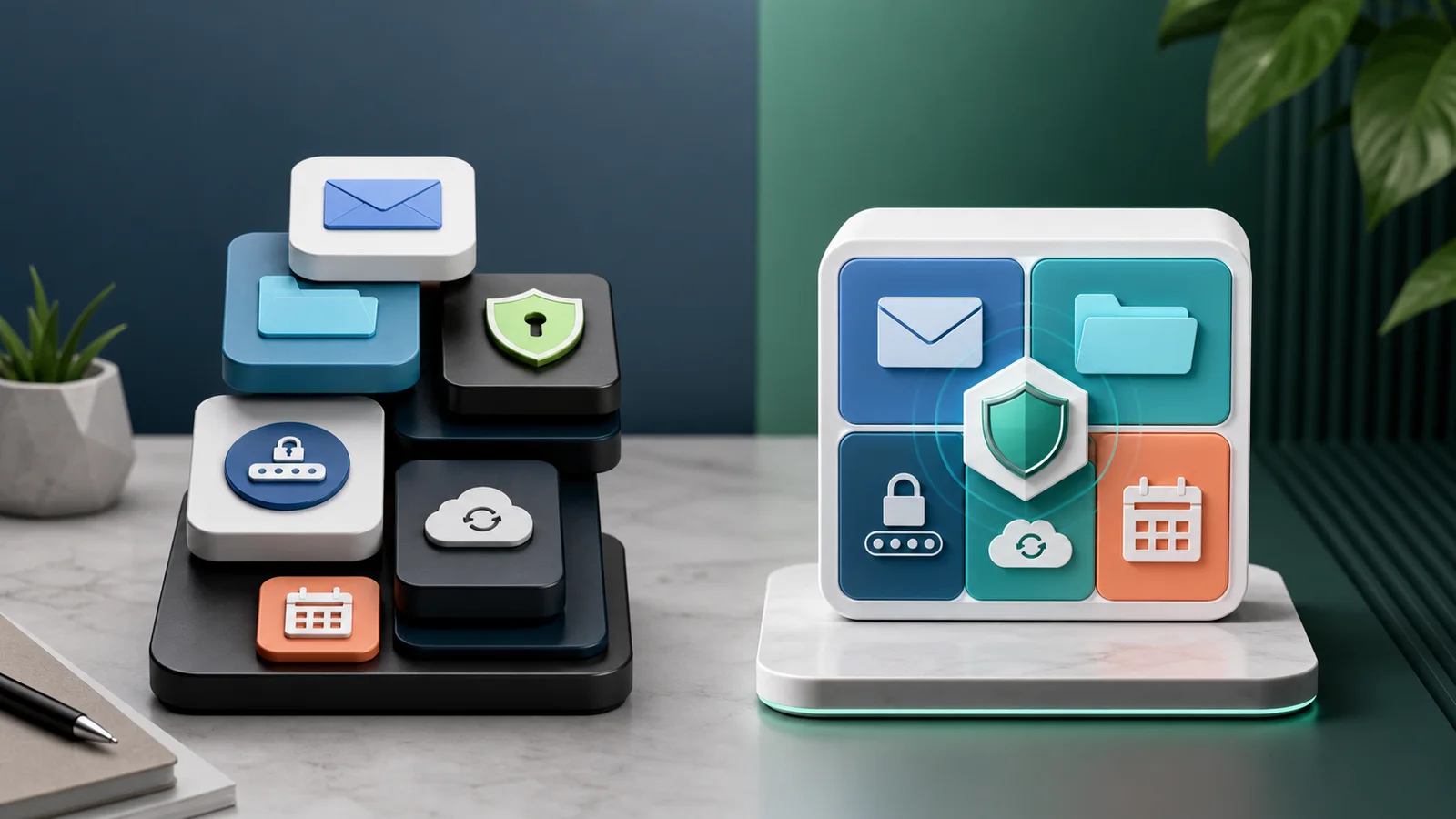 Workspace total cost of ownership stack Separate software subscriptions compared with an integrated secure workspace bundle