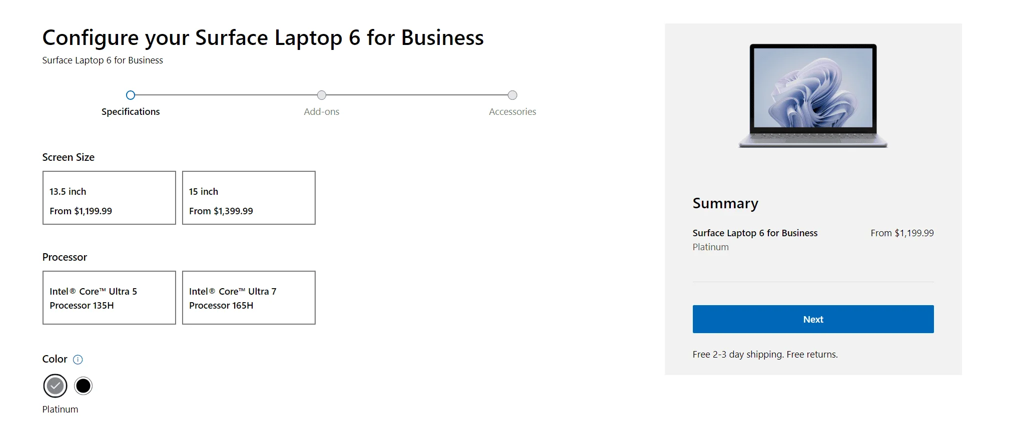 Surface Laptop Configuration Options