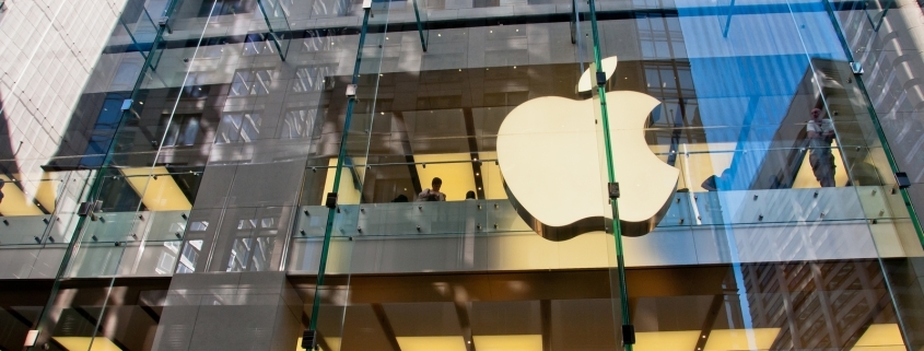 apple store with a big white ap