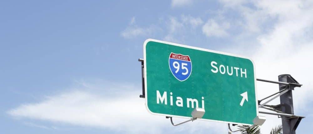 interstate 95 south to miami sign
