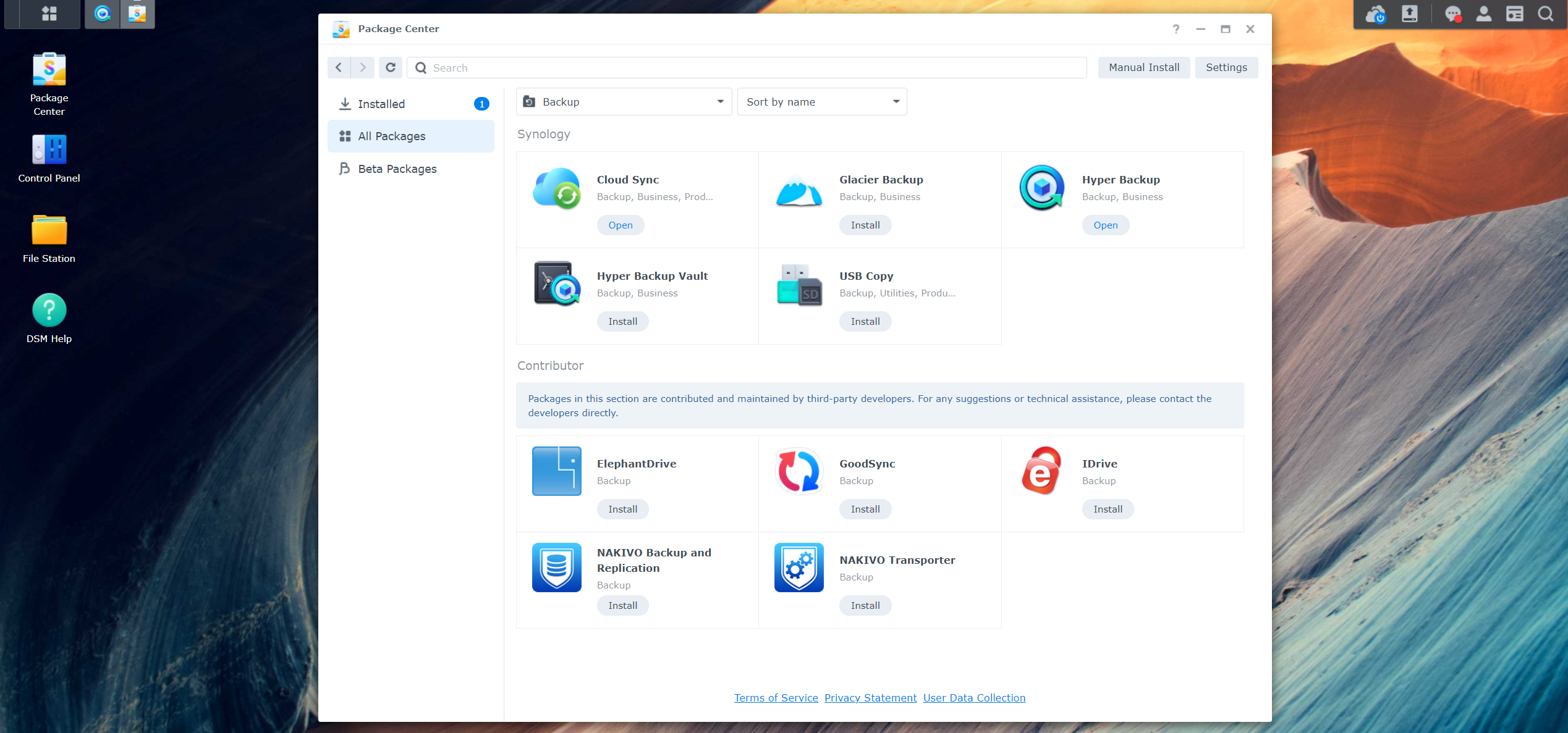 Synology Package Center