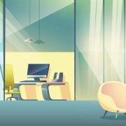 home office working cabinet cartoon vector interior