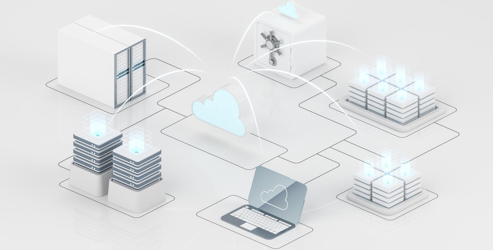 cloud computing and information devices 3d rendering