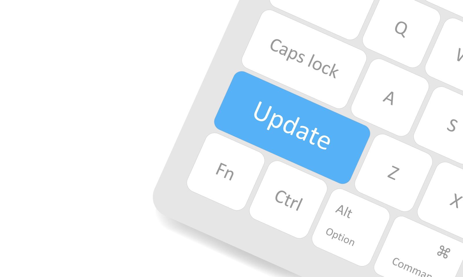 update button on white keyboard update system or apps vector eps 10