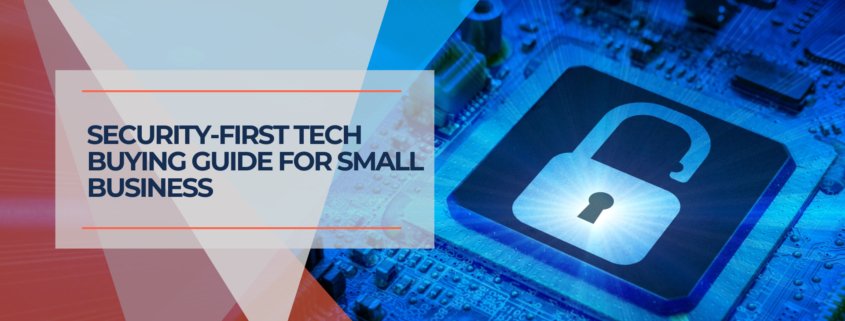 Secure digital lock icon on circuitry board, representing cybersecurity and tech security solutions for small businesses.