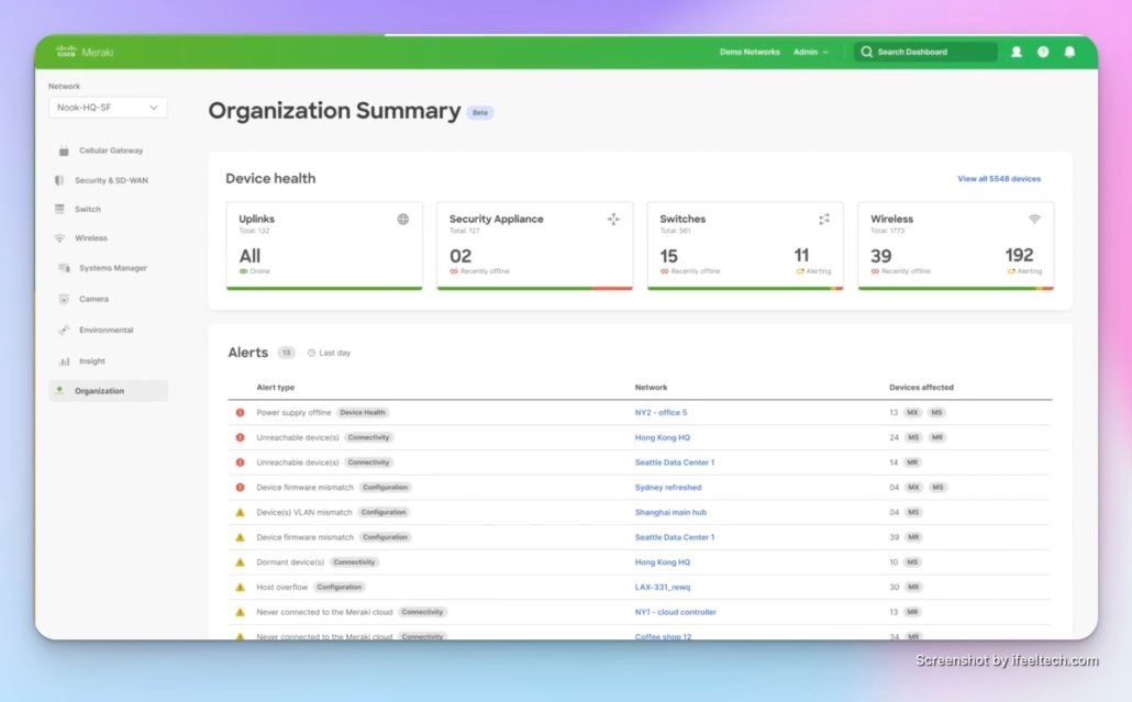 cisco meraki dashboard example