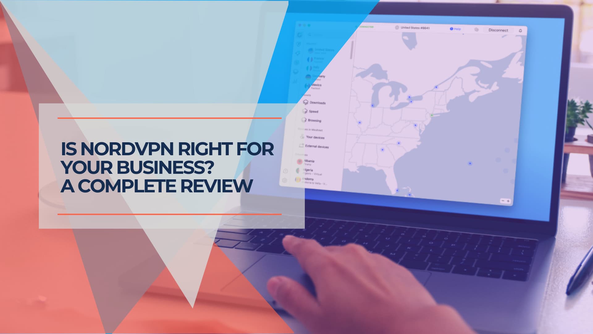 VPN security software on laptop screen, digital privacy and cybersecurity concept, with world map and VPN connection interface, highlighting VPN protection for business data.