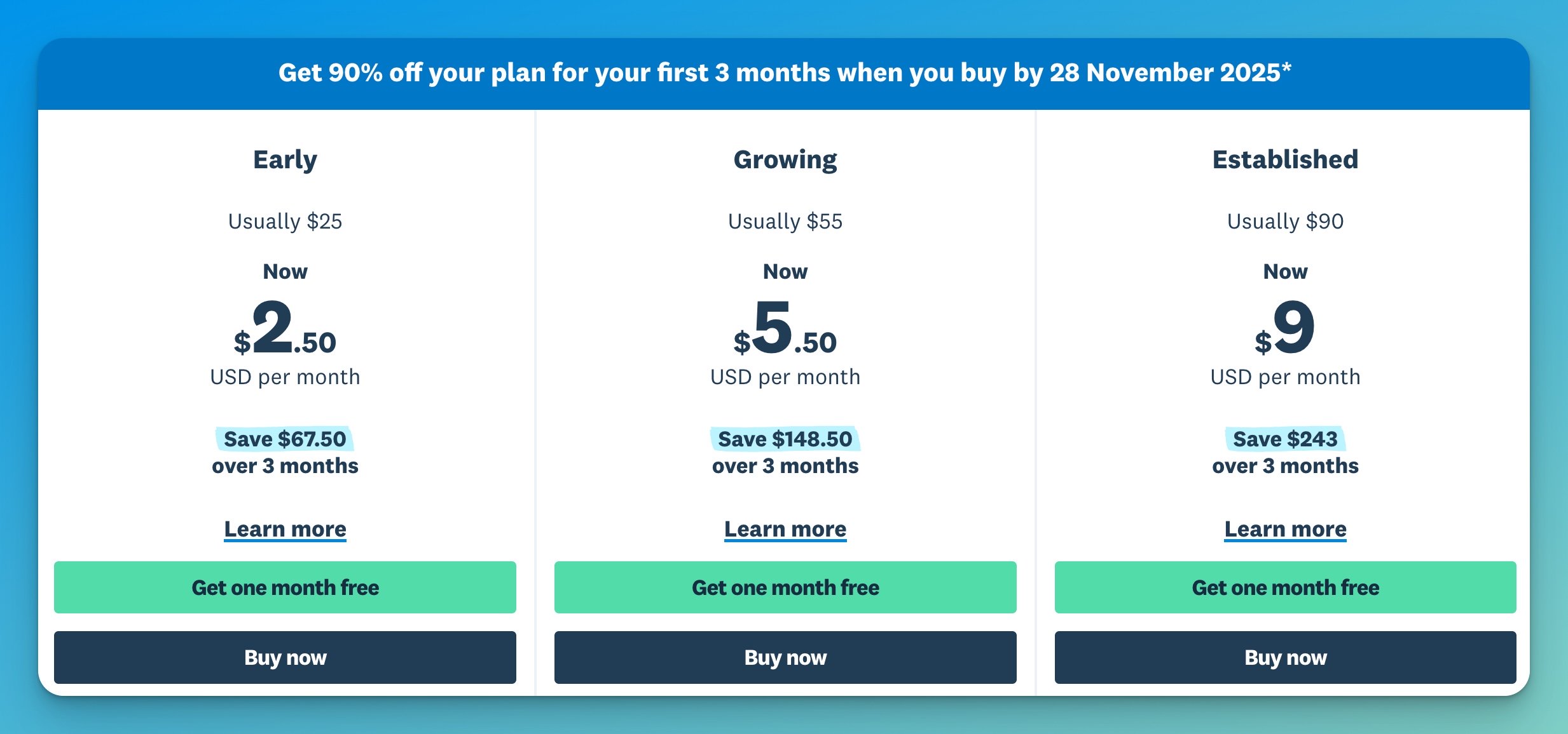 xero pricing november 2025